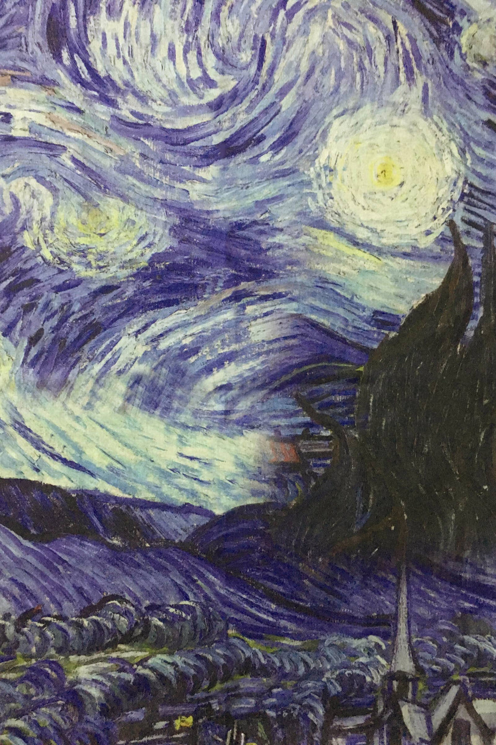 Van Gogh Starry Night Art Print Wool Tassel Scarf: Blue