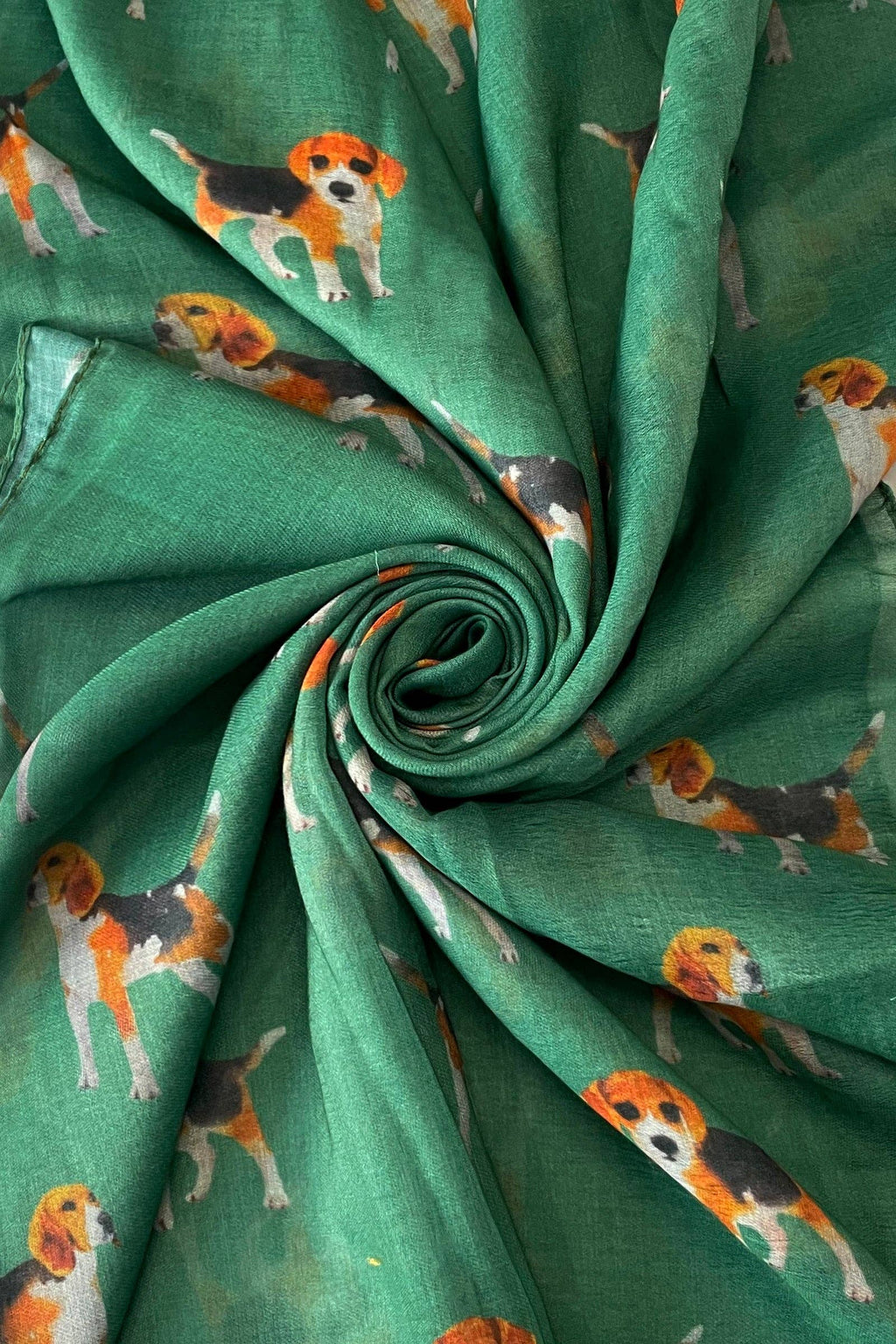Beagle Dog/Puppy Print Frayed Scarf: Denim