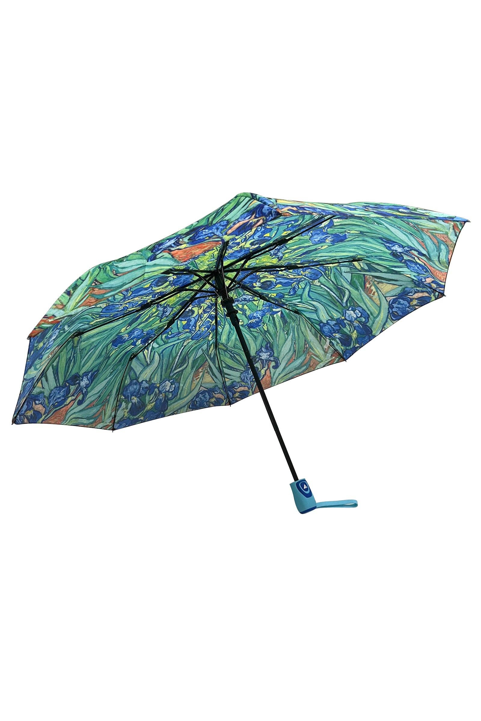 Van Gogh Irises Print Umbrella (Short): Blue