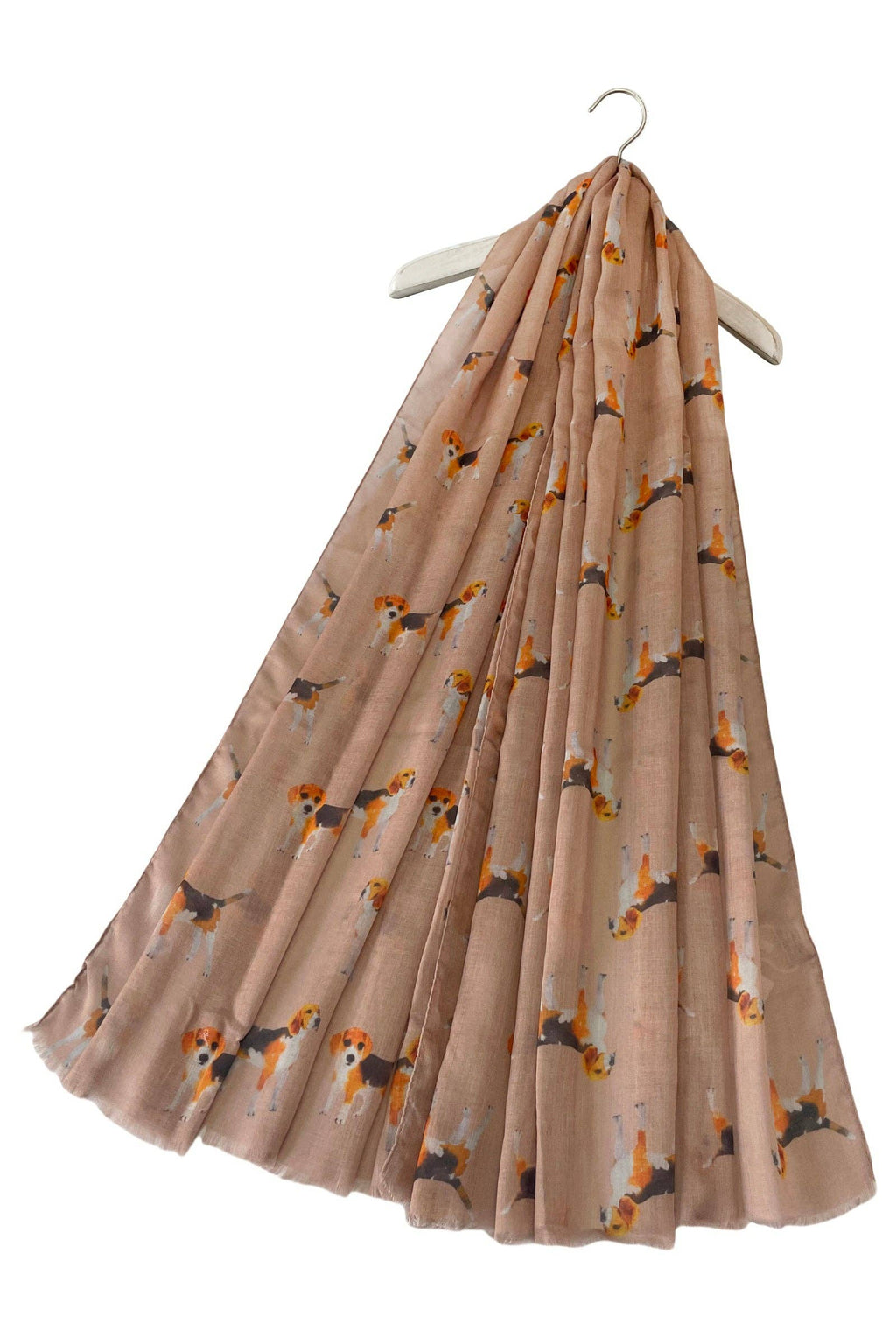 Beagle Dog/Puppy Print Frayed Scarf: Denim