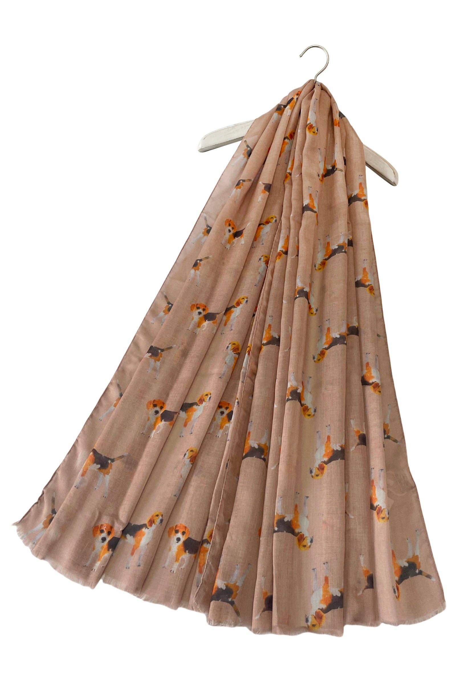 Beagle Dog/Puppy Print Frayed Scarf: Denim
