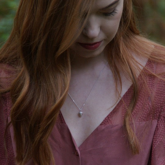 Silver Tiny Acorn Necklace