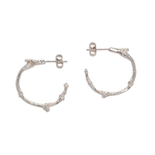 Silver Small Twig Hoops