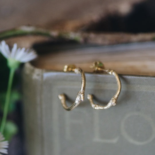 Silver Small Twig Hoops
