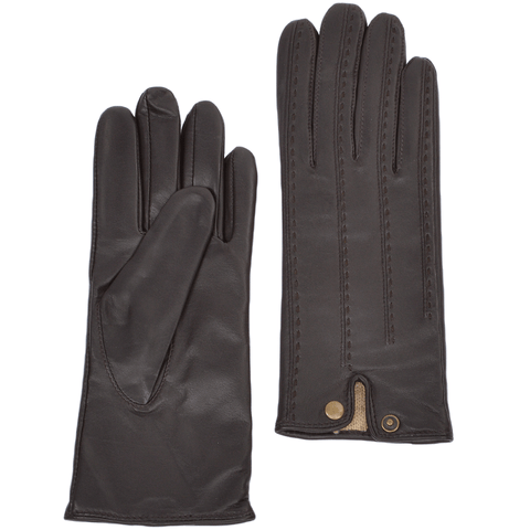 Low Newton Women's Stitch-Detail Leather Gloves – Brown