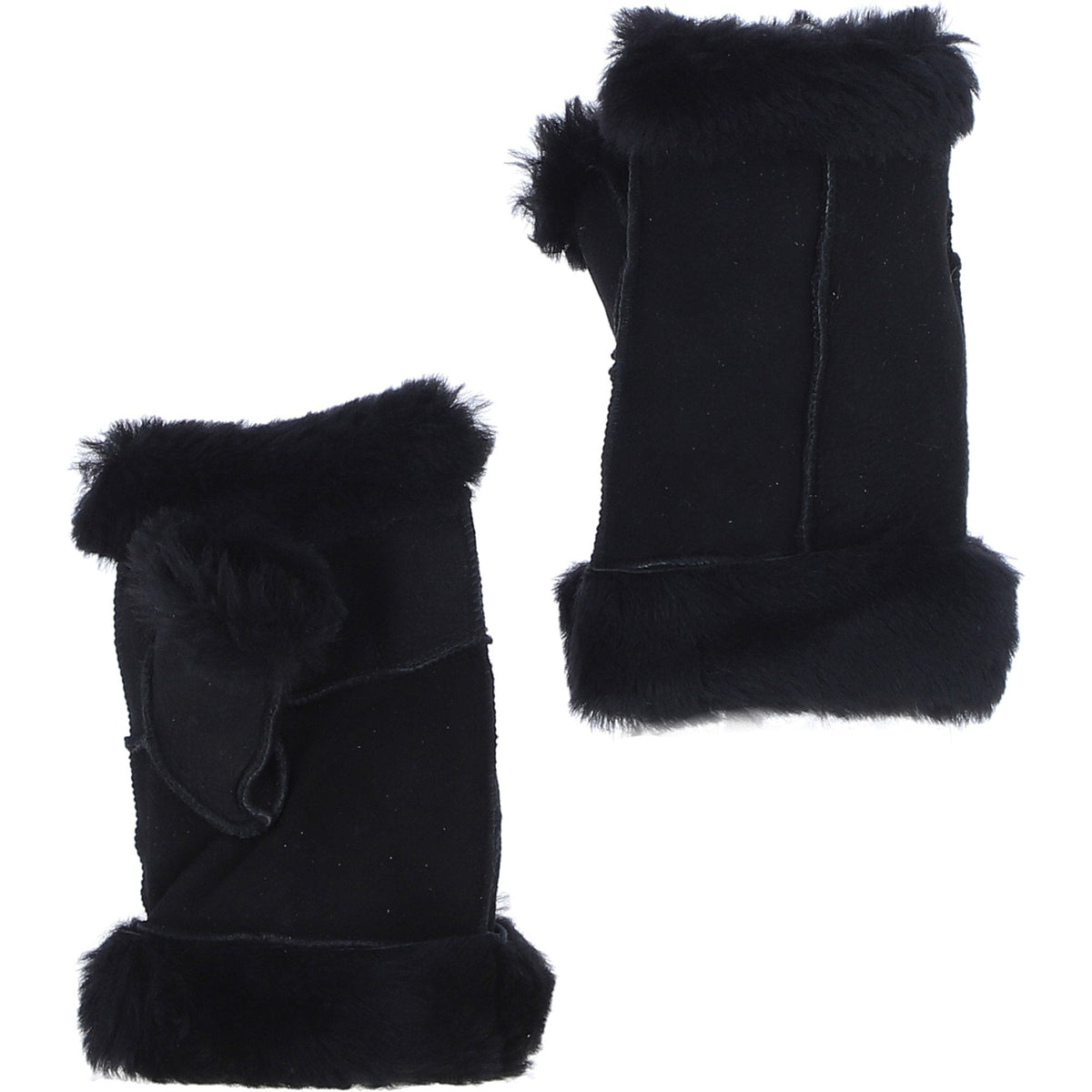 Craster Women's Sheepskin Fingerless Mittens – Black
