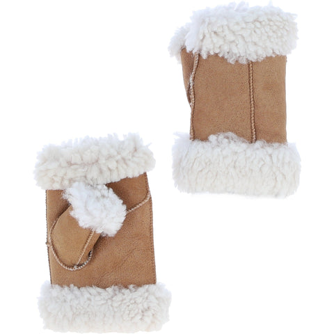 Craster Women's Sheepskin Fingerless Mittens – Tan