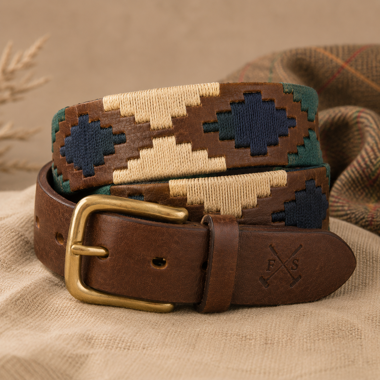 Polo Belt - Blue and Beige