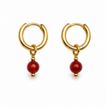 Gold Carnelian Huggies