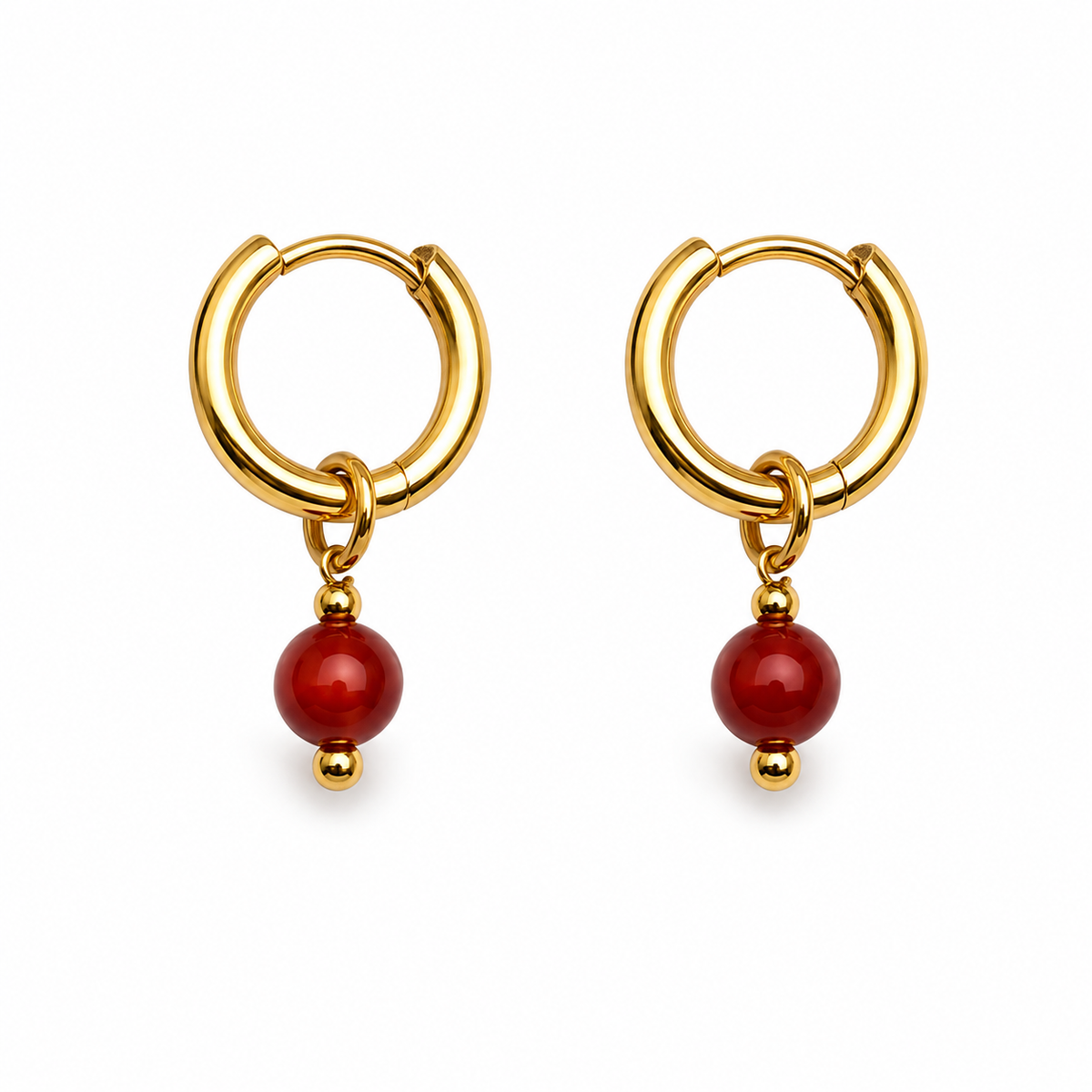 Gold Carnelian Huggies