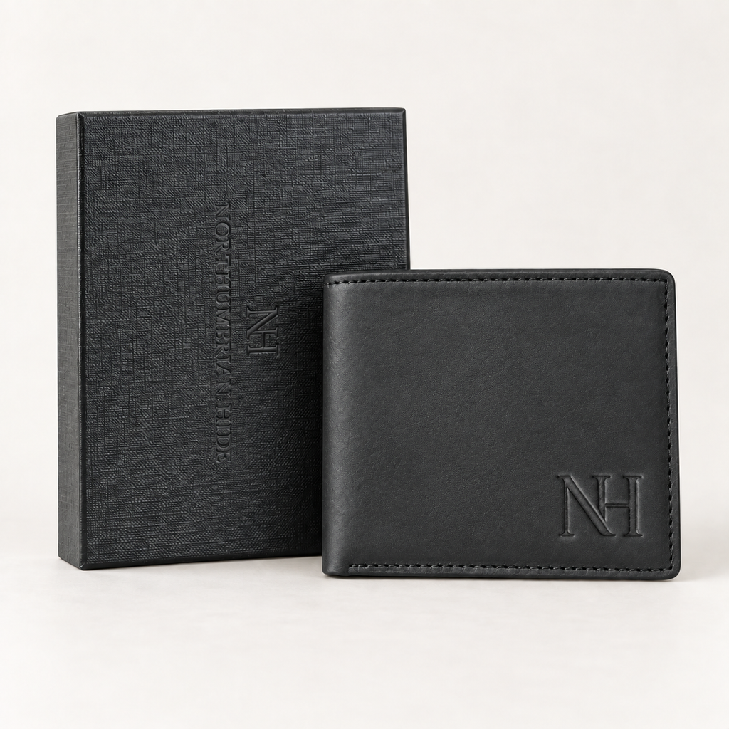 The Northumbrian Hide Black Leather Bifold Wallet