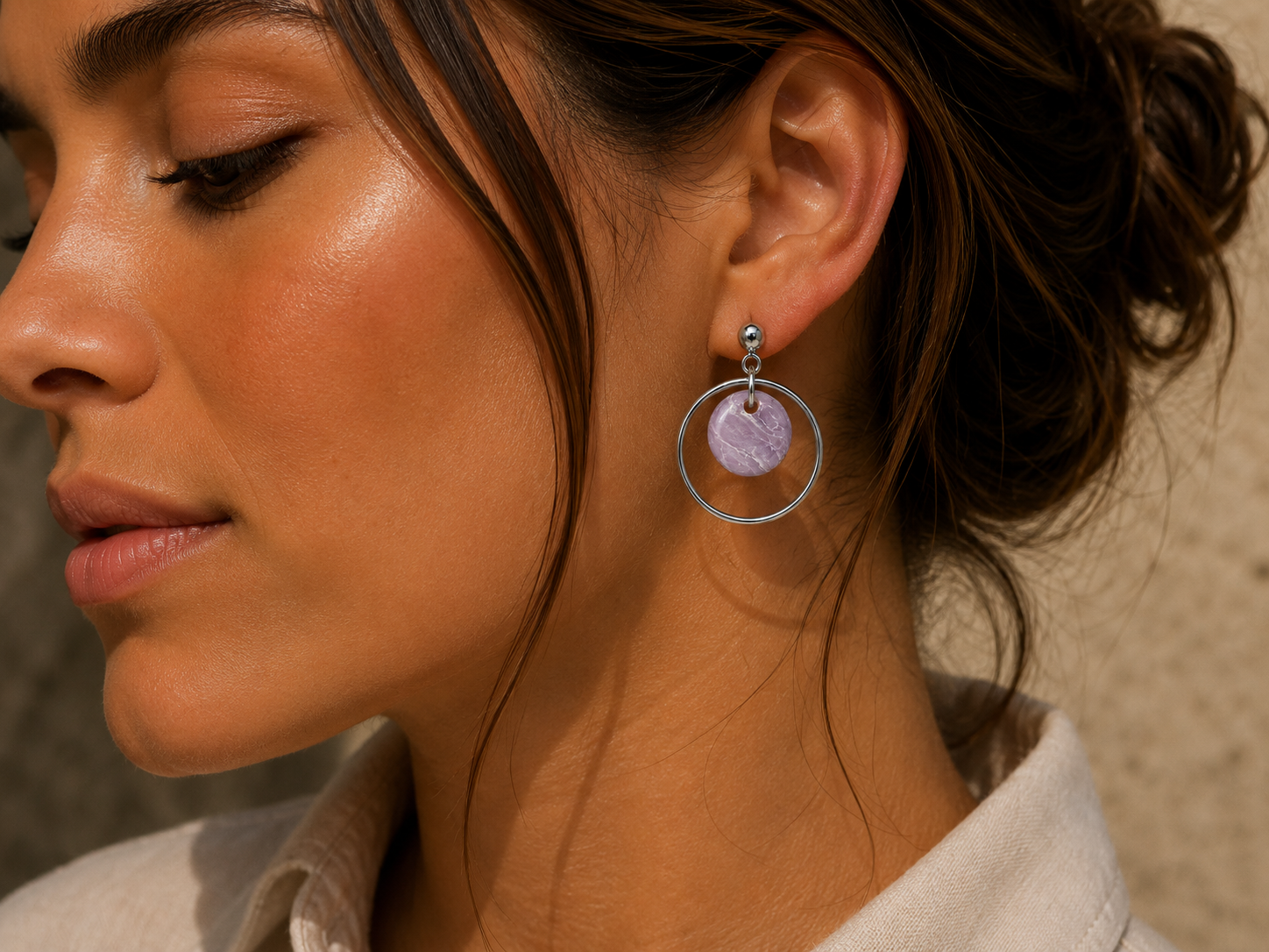 Blushed Lilac Stud Hoop
