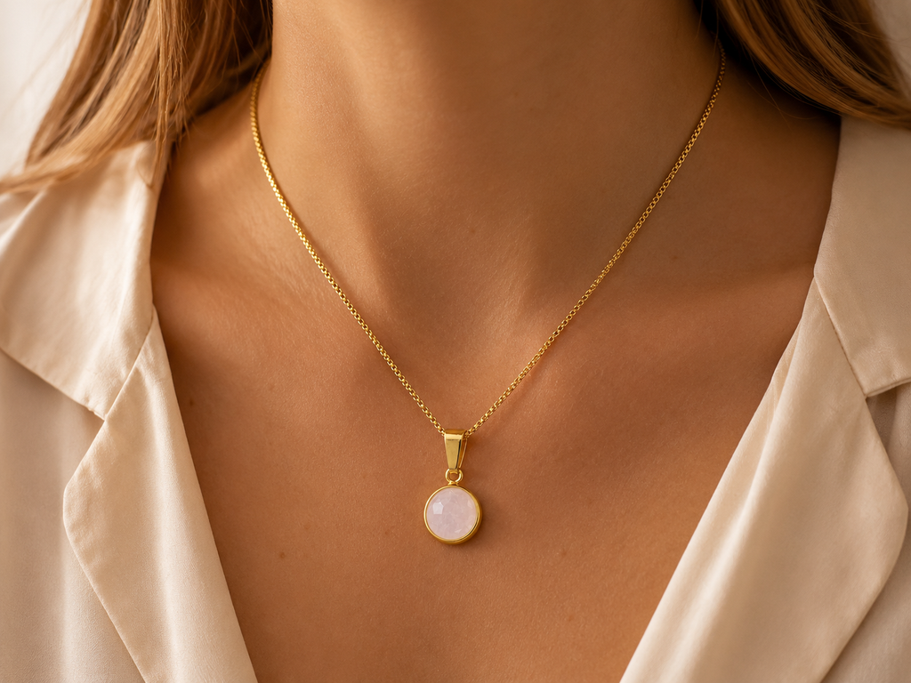 Rose Quartz Gold Necklace
