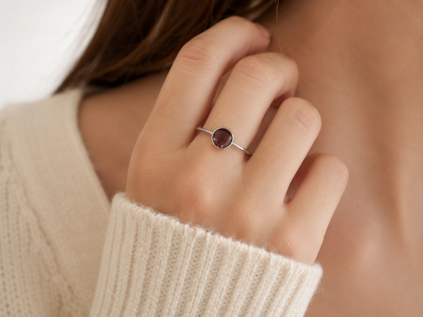 Amaranth Purple Adjustable Slim Ring
