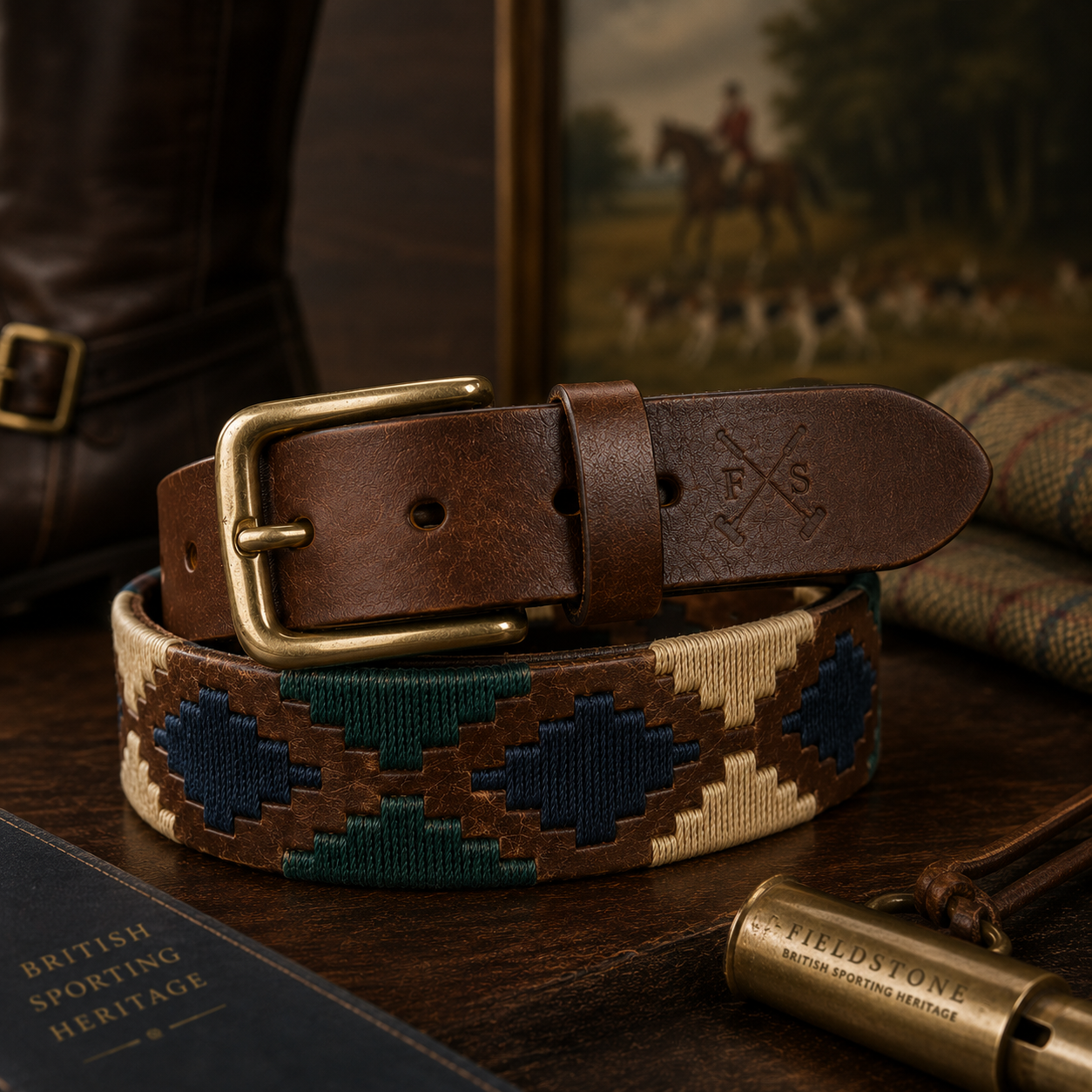 Polo Belt - Blue and Beige