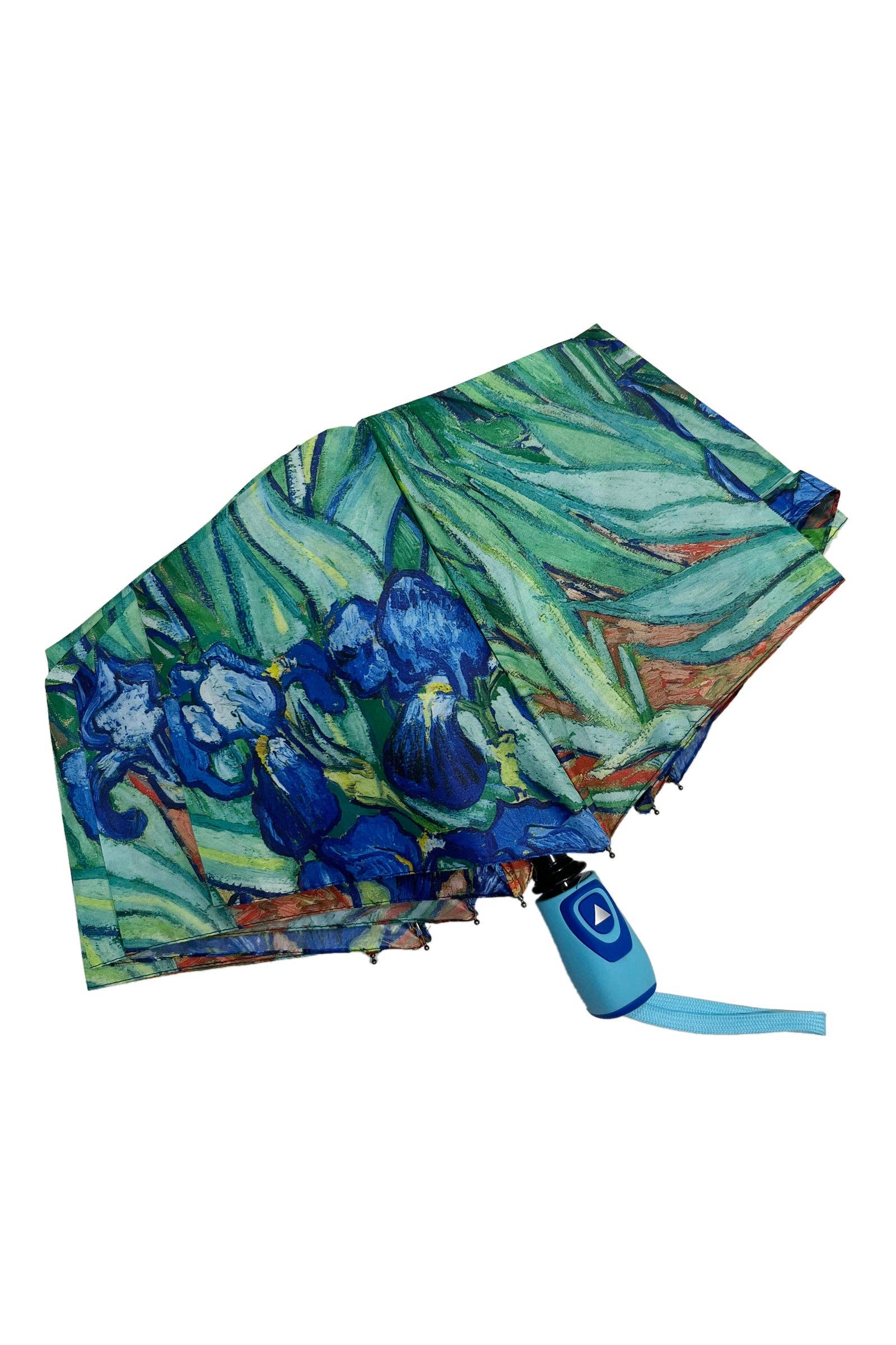 Van Gogh Irises Print Umbrella (Short): Blue