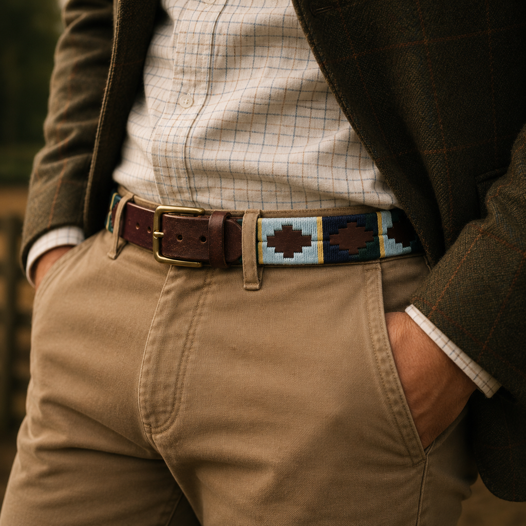 Polo Belt - Blue and Beige