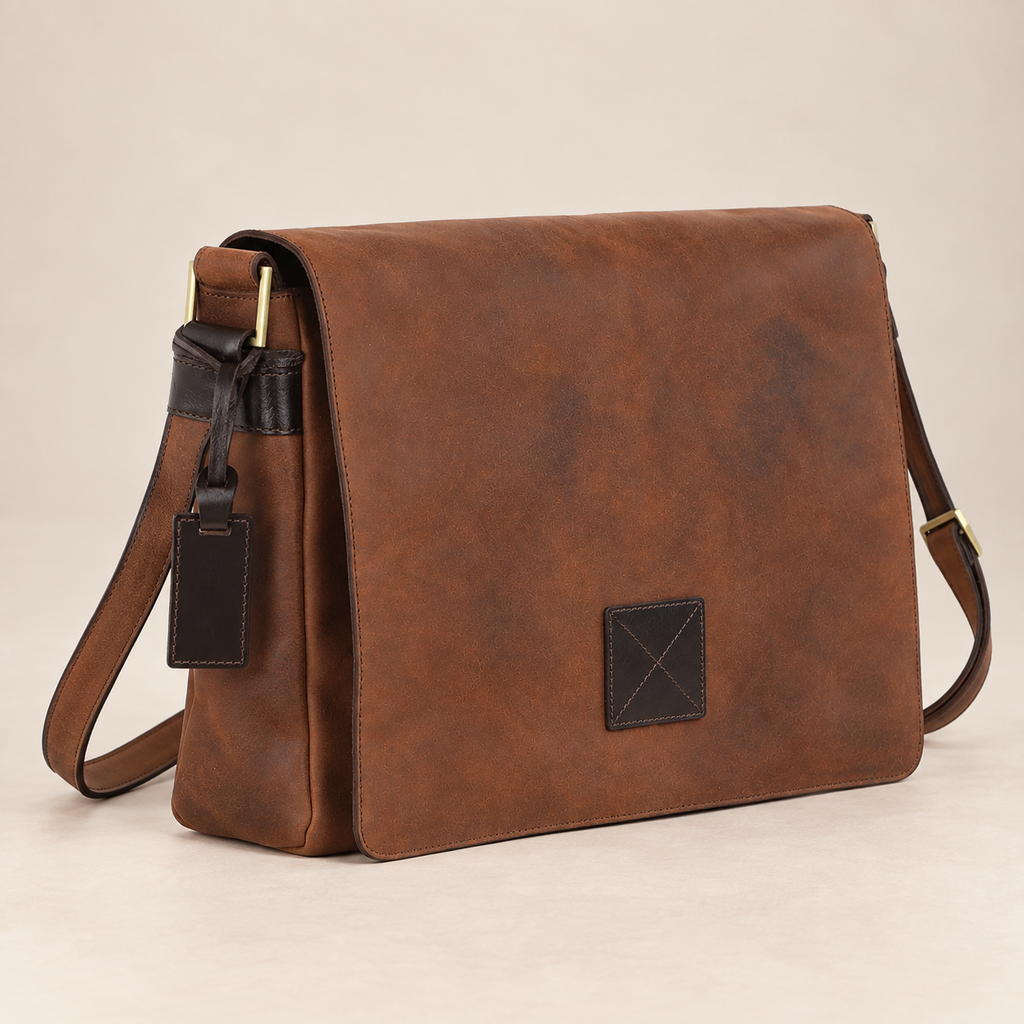 Peter Brown Leather Messenger Bag