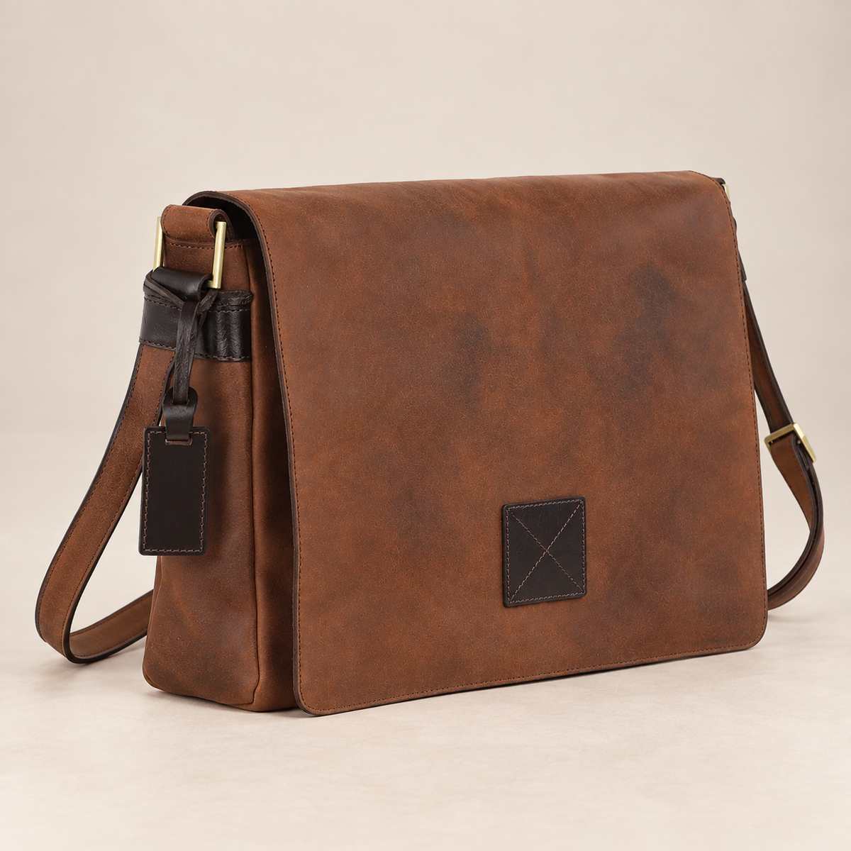 Peter Brown Leather Messenger Bag