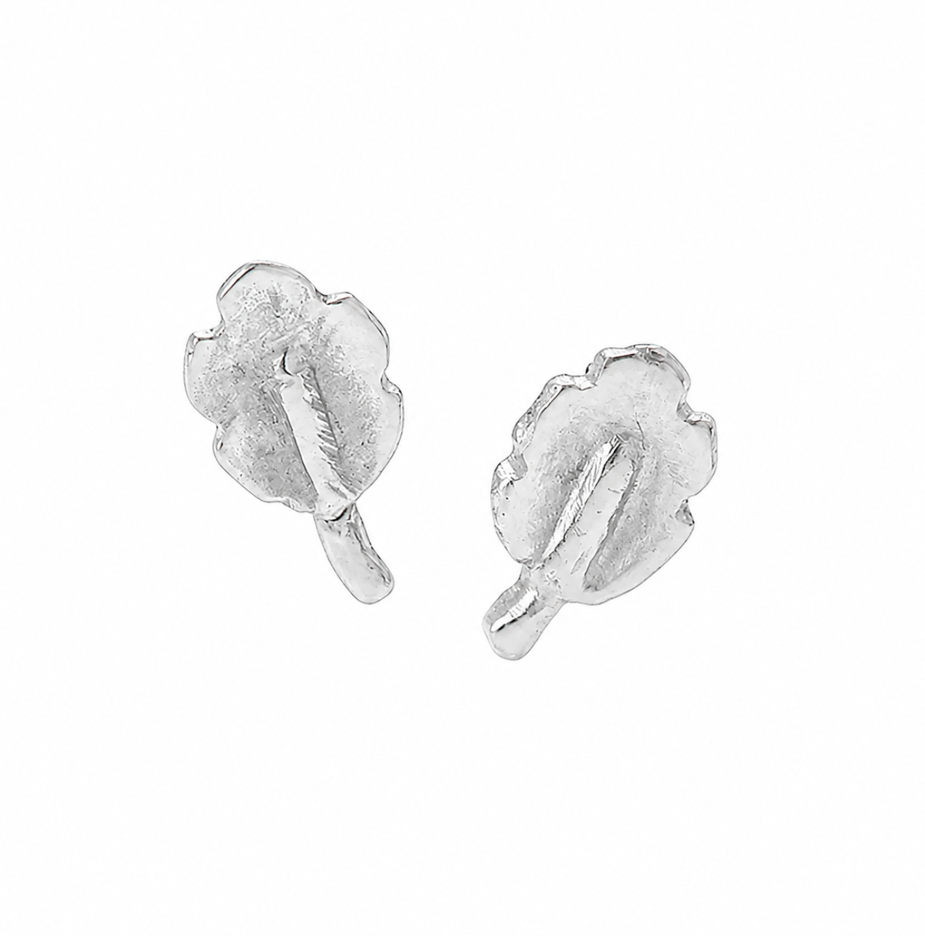 Silver Tiny Oak Leaf Studs