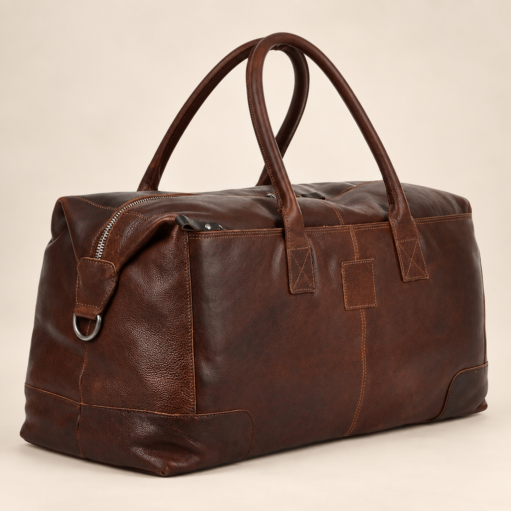 Milled Tan Leather Holdall