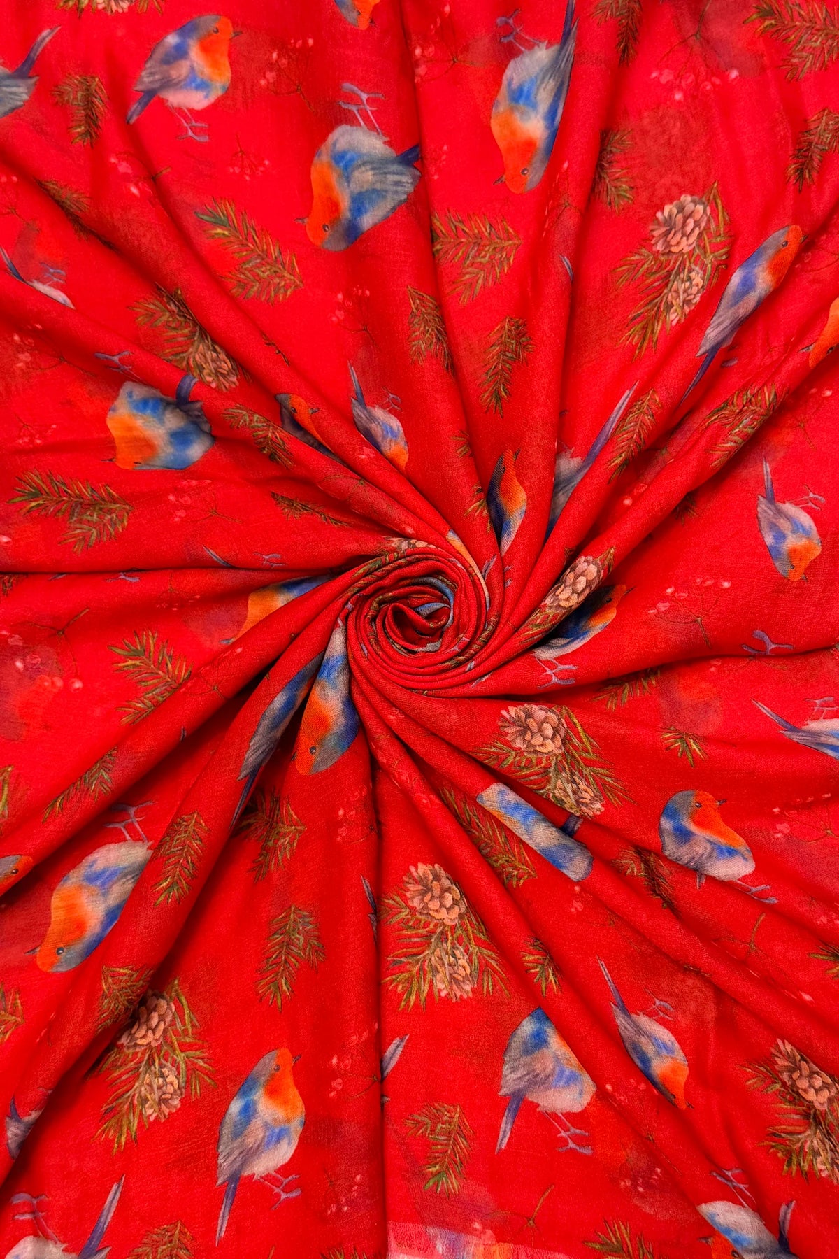 Crimson Robin & Winter Berry Scarf