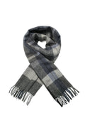 Fieldstone Northumberland Grey & Blue Check Wool Scarf