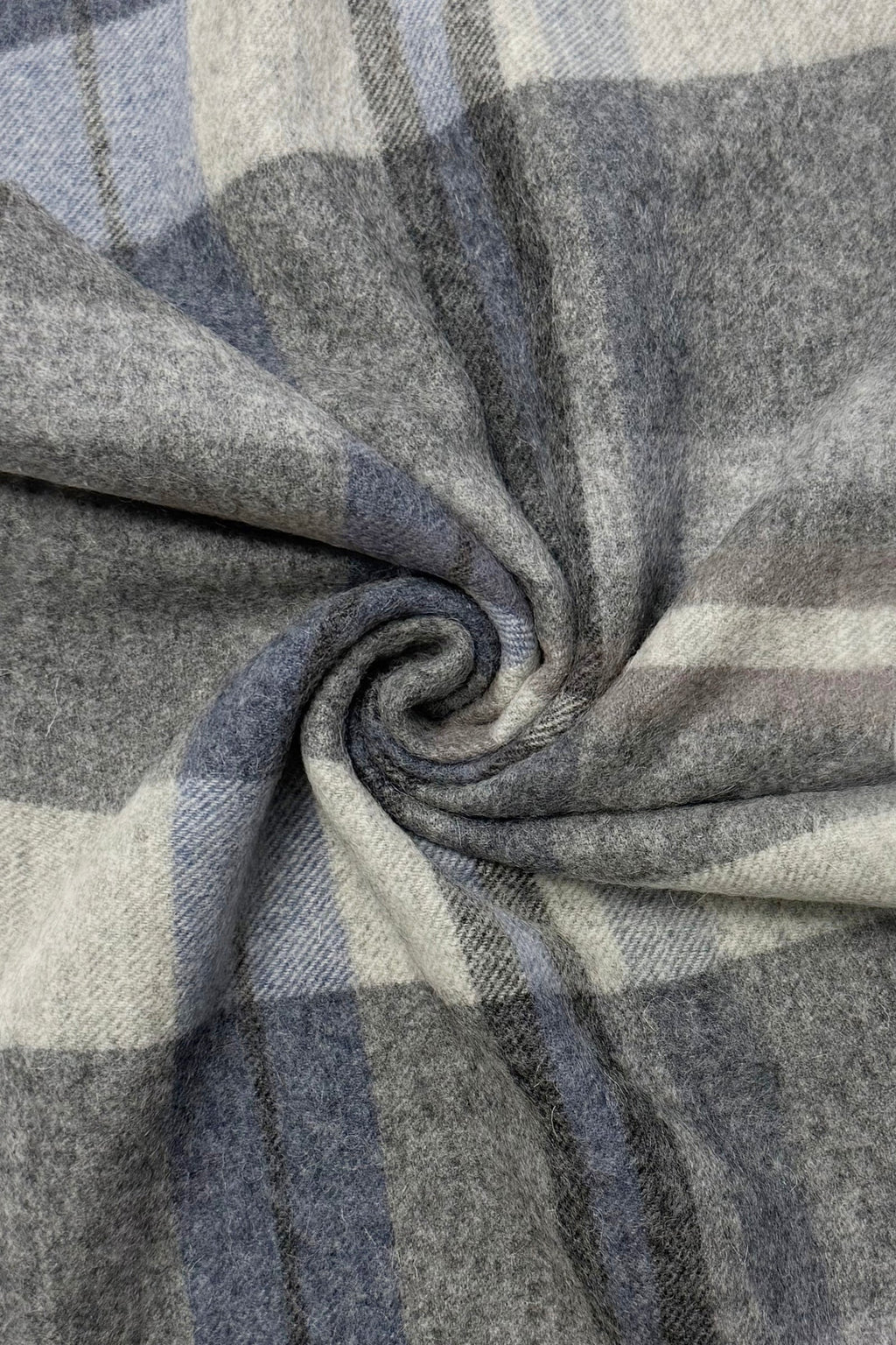 Fieldstone Northumberland Grey & Blue Check Wool Scarf