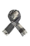 Fieldstone Northumberland Grey & Cream Check Wool Scarf