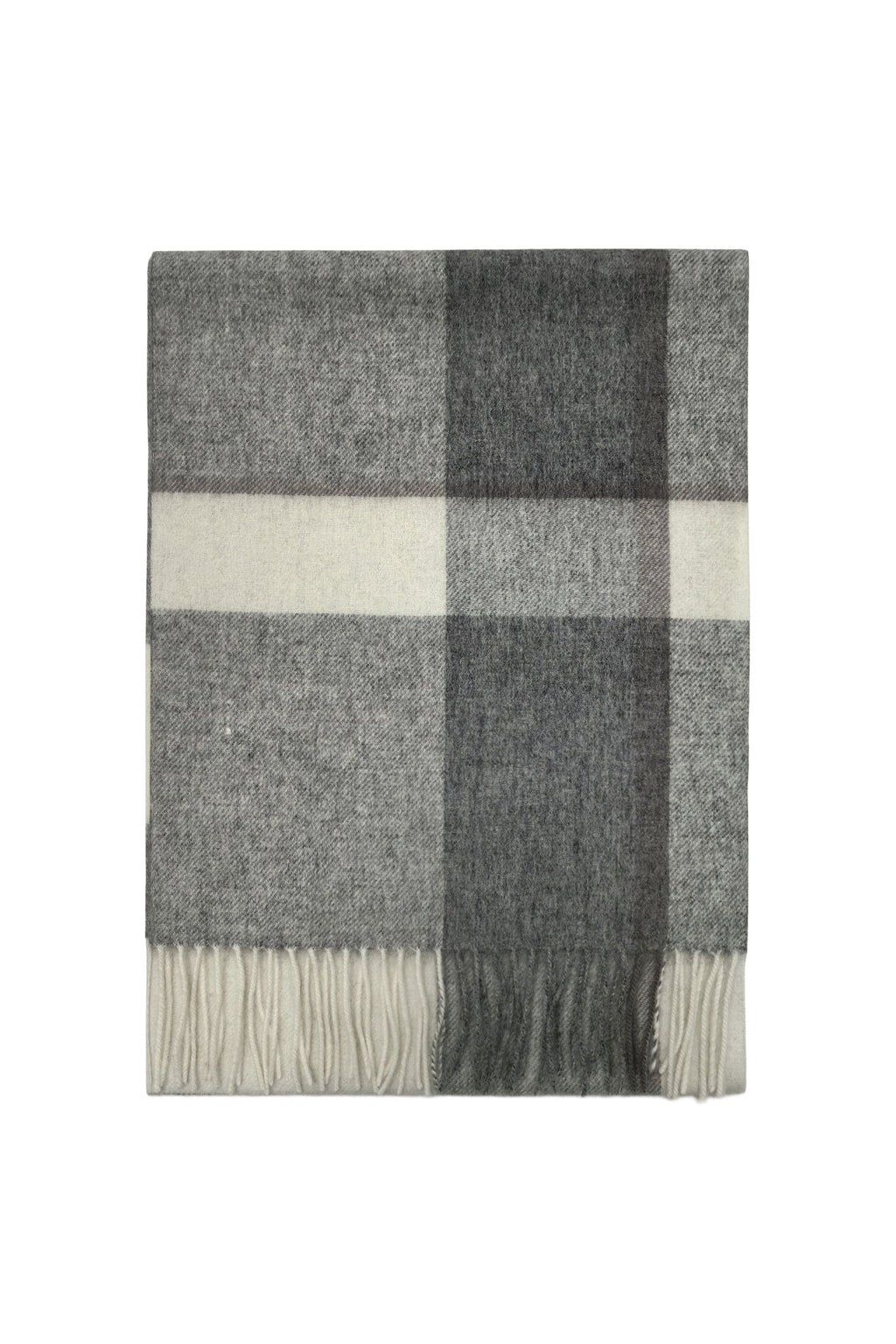 Fieldstone Northumberland Grey & Cream Check Wool Scarf