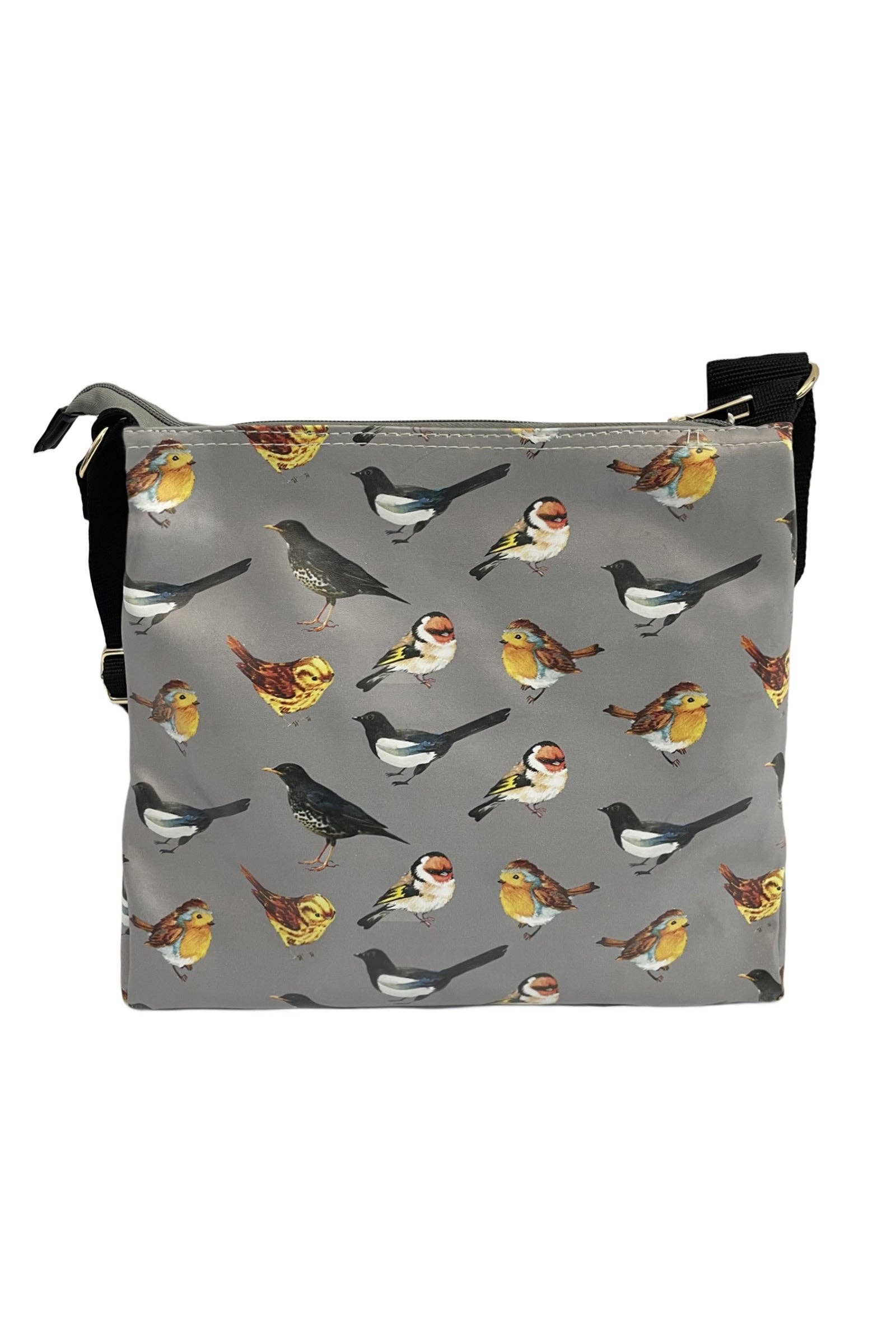 British Wildlife Bird Print Bag Collection - Grey: Cross Body