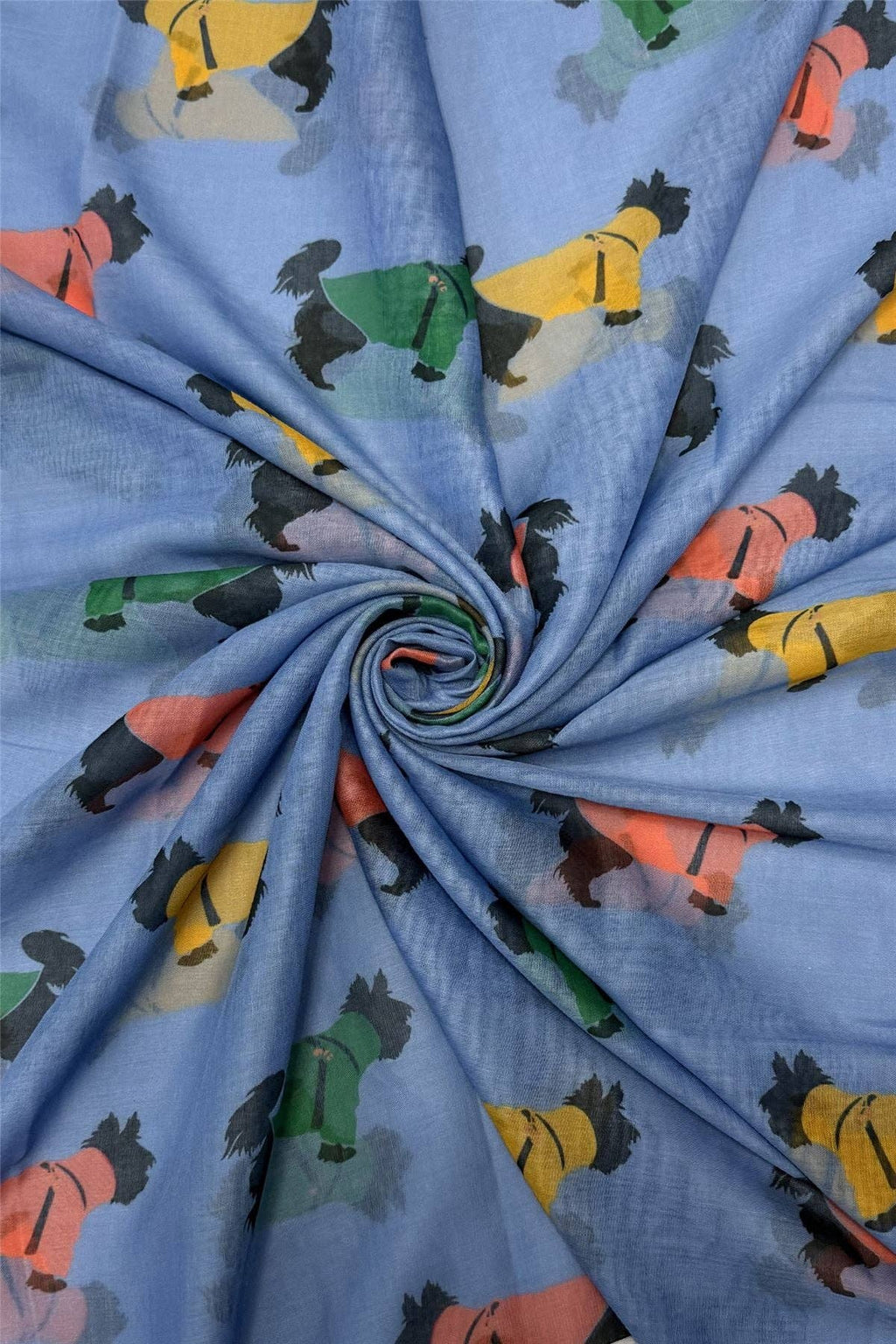 Schnauzer Dog Print Frayed Scarf: Green