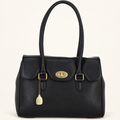Large Black Leather Twist Lock Handbag