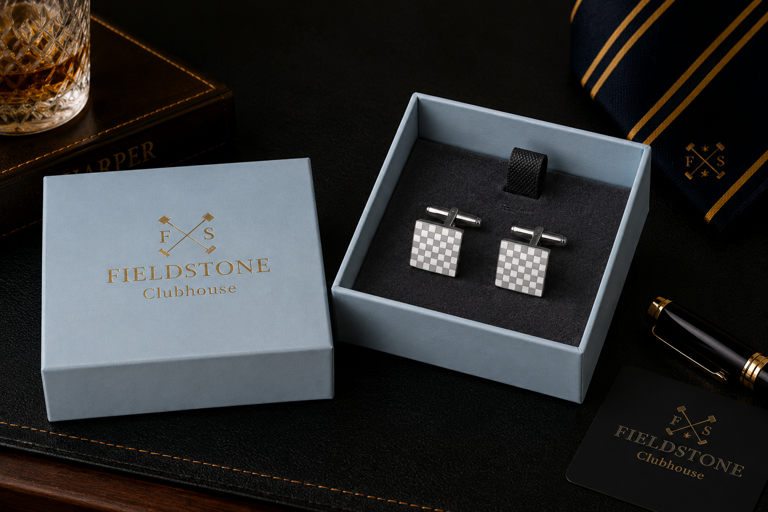 Silver Chequeboard Cufflinks