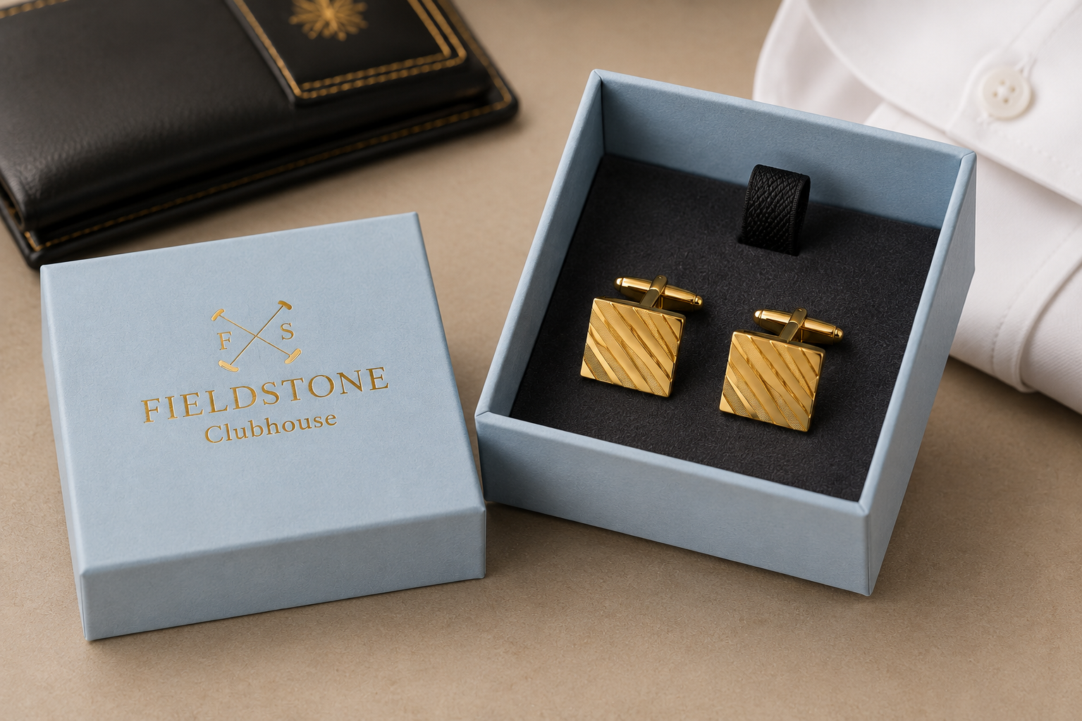Gold-Tone Diagonal Stripe Cufflinks