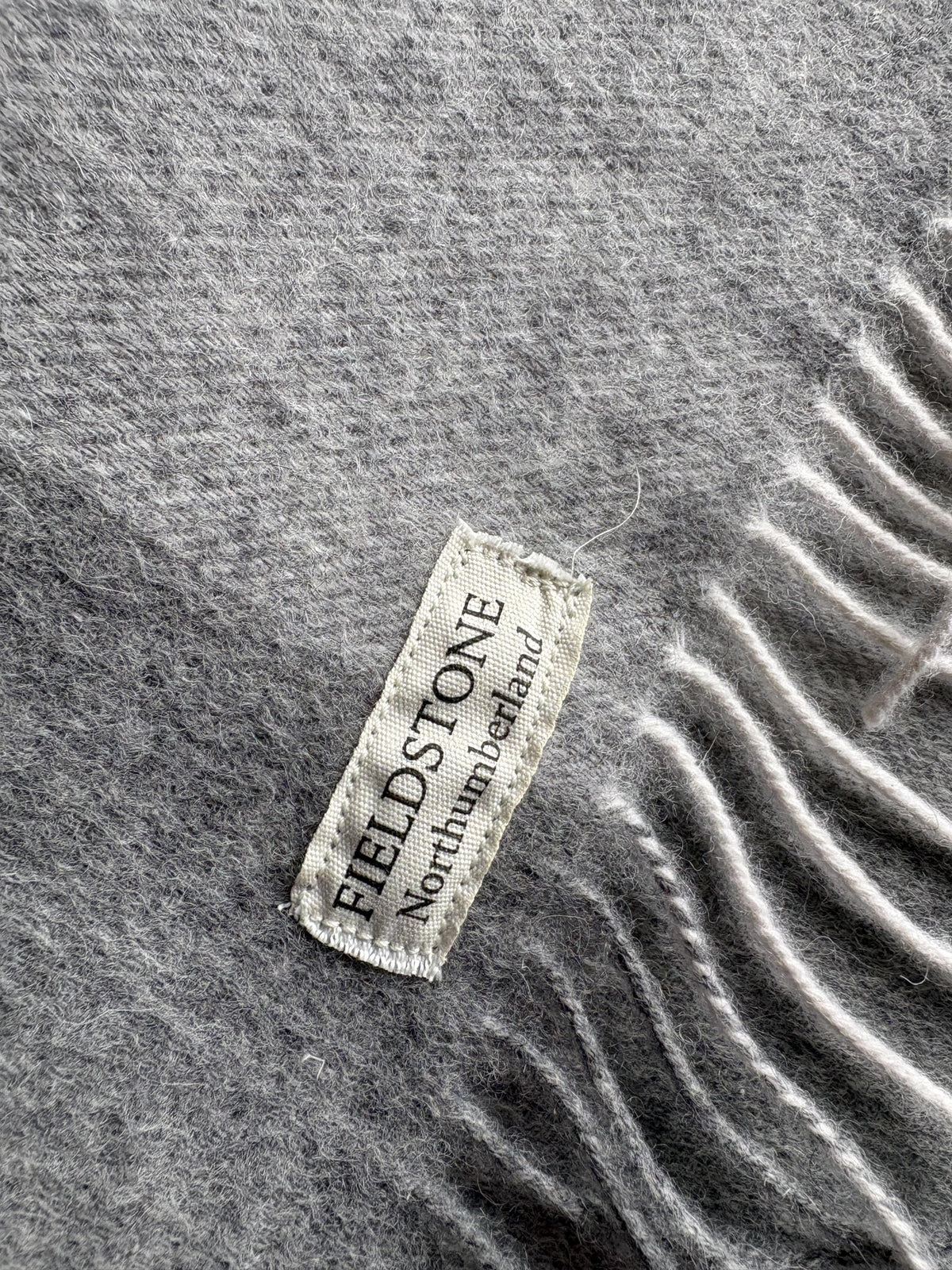 Fieldstone Northumberland Grey & Cream Check Wool Scarf