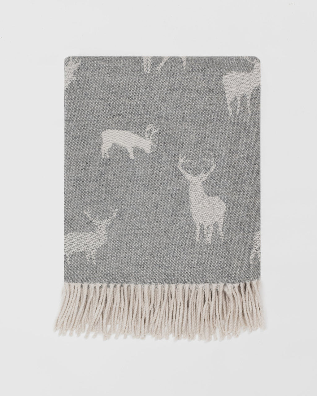 Nature Stag Grey merino lambswool throw by Remony - detail