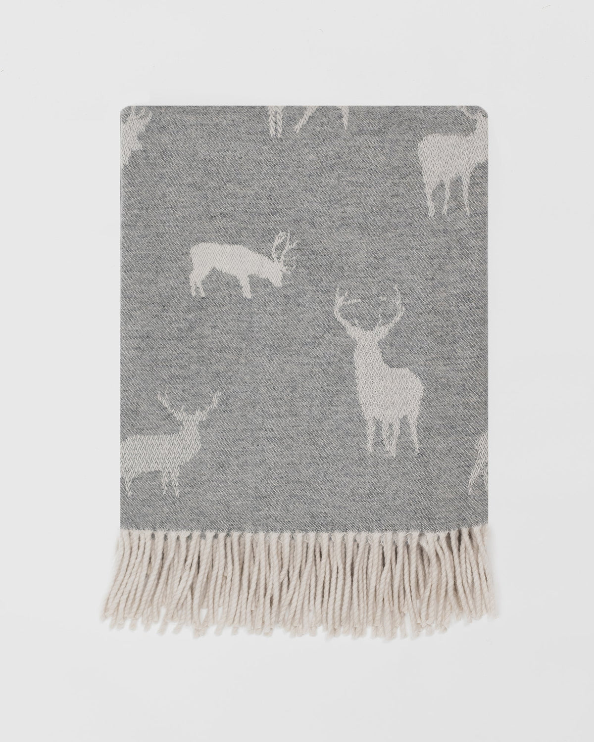 Nature Stag Grey merino lambswool throw by Remony - detail