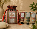 Oak & Willow Velvet Drawstring Pouch (Hand Creams 3 x 30ml & Guest Soap 50g)