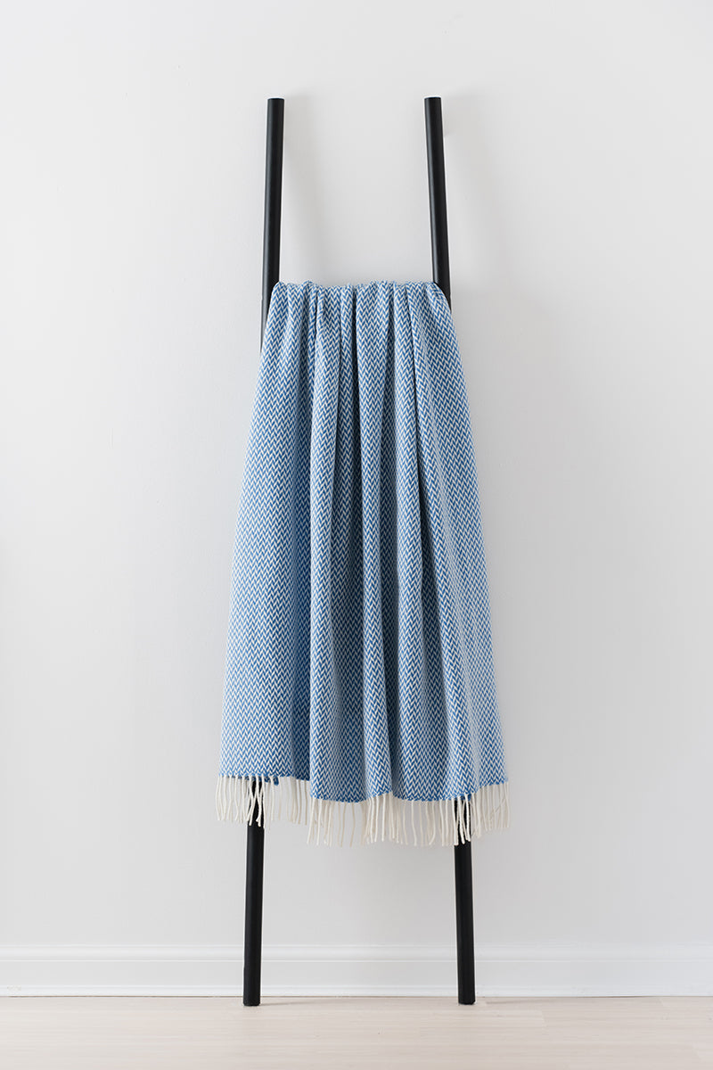 Balintyre Cornflower merino lambswool throw by Remony