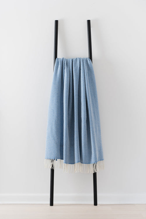 Balintyre Cornflower merino lambswool throw by Remony