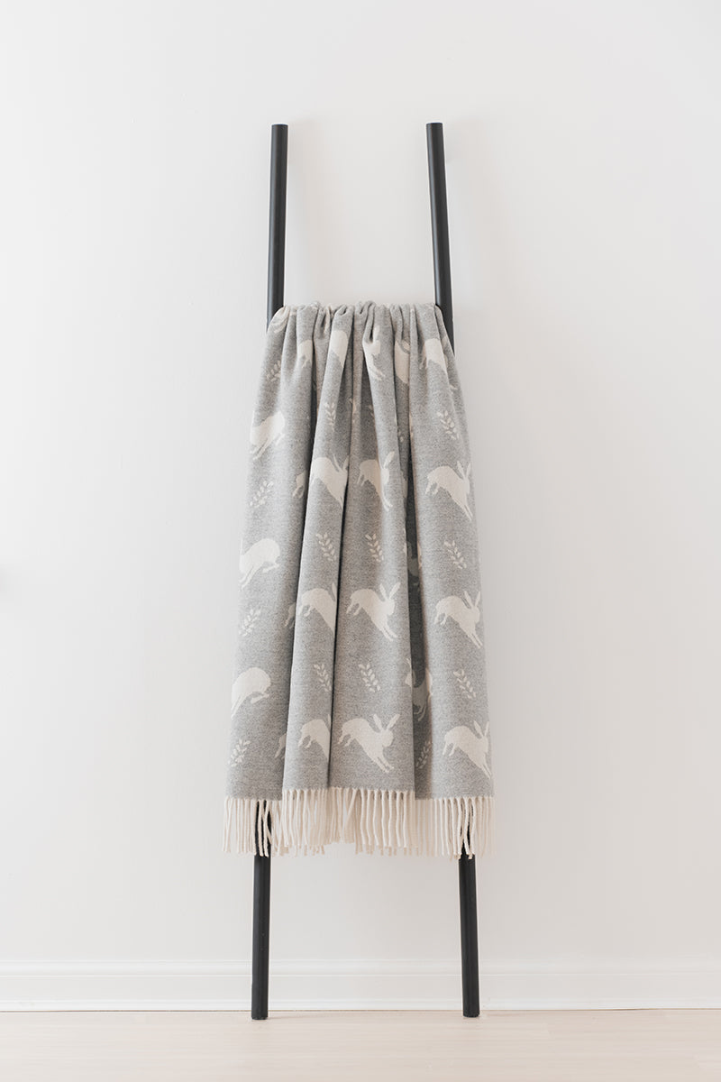 Nature Hare Grey merino lambswool throw by Remony