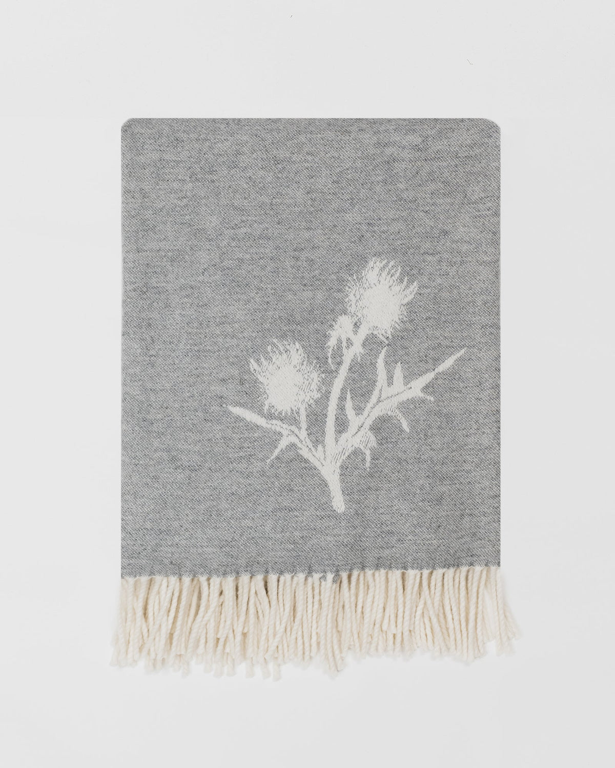 Nature Thistle and Bee Grey merino lambswool throw by Remony - detail