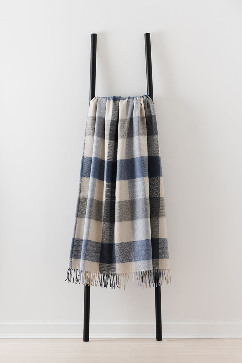 Patchwork Coastline merino lambswool throw by Remony