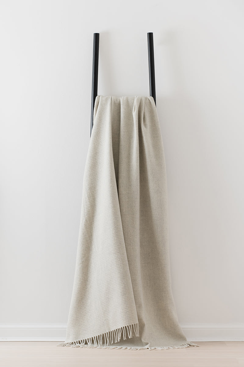 Clova Stone merino lambswool throw by Remony