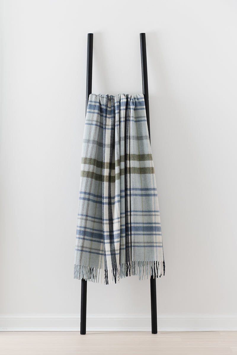 Pitnacree Sea Blue merino lambswool throw by Remony