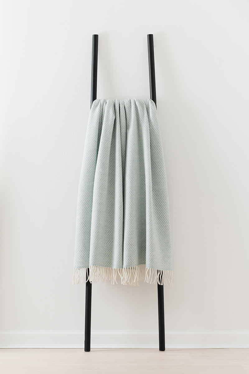 Balintyre Aquamarine merino lambswool throw by Remony