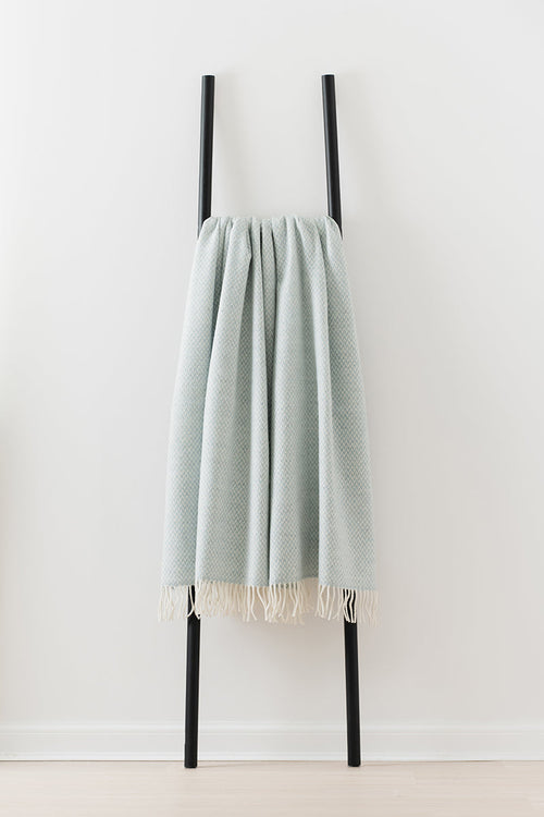 Balintyre Aquamarine merino lambswool throw by Remony