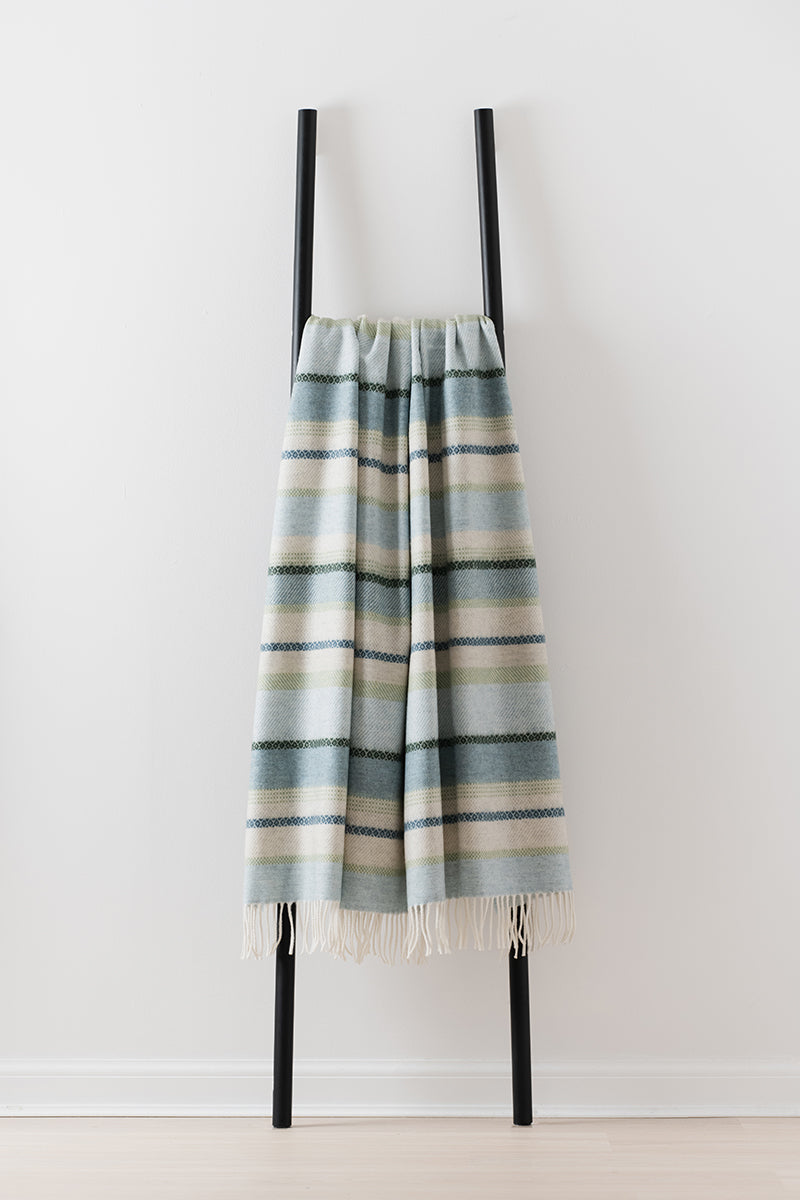 Croftmore Seaglass merino lambswool throw by Remony