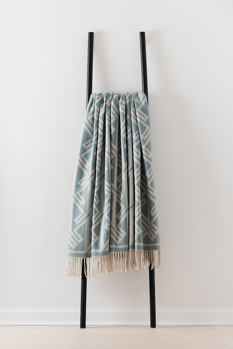 Fortriu Woad merino lambswool throw by Remony